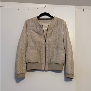 Anthropologie Hei Hei Women's Vegan Suede Beige Bomber Jacket